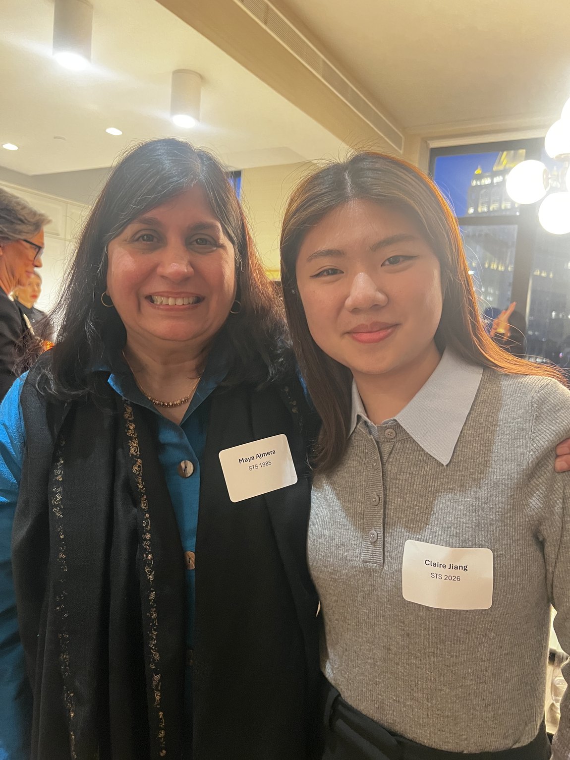 Claire Jiang with Maya Ajmera at a Society for Science networking event